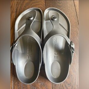 Birkenstock Metallic Gray Flip-Flops